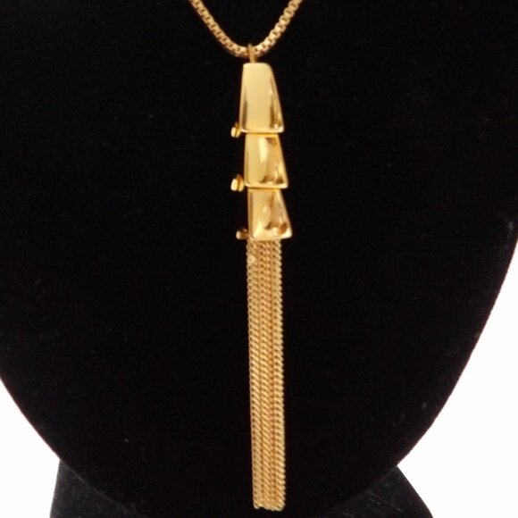 Vince Camuta Gold Tone Tassel Necklace Longer Length NWT - Picture 6 of 8